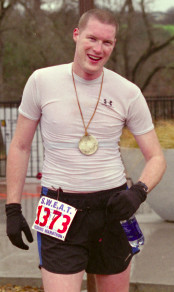 At the finish of the Redding Marathon (January 2005)